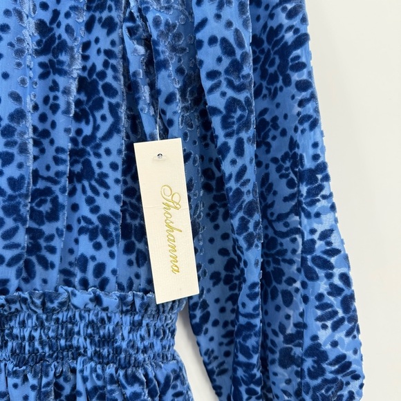Shoshanna Sasha Mini Dress in Velvet Burnout Lapis Blue Floral Size 12 - Picture 11 of 16